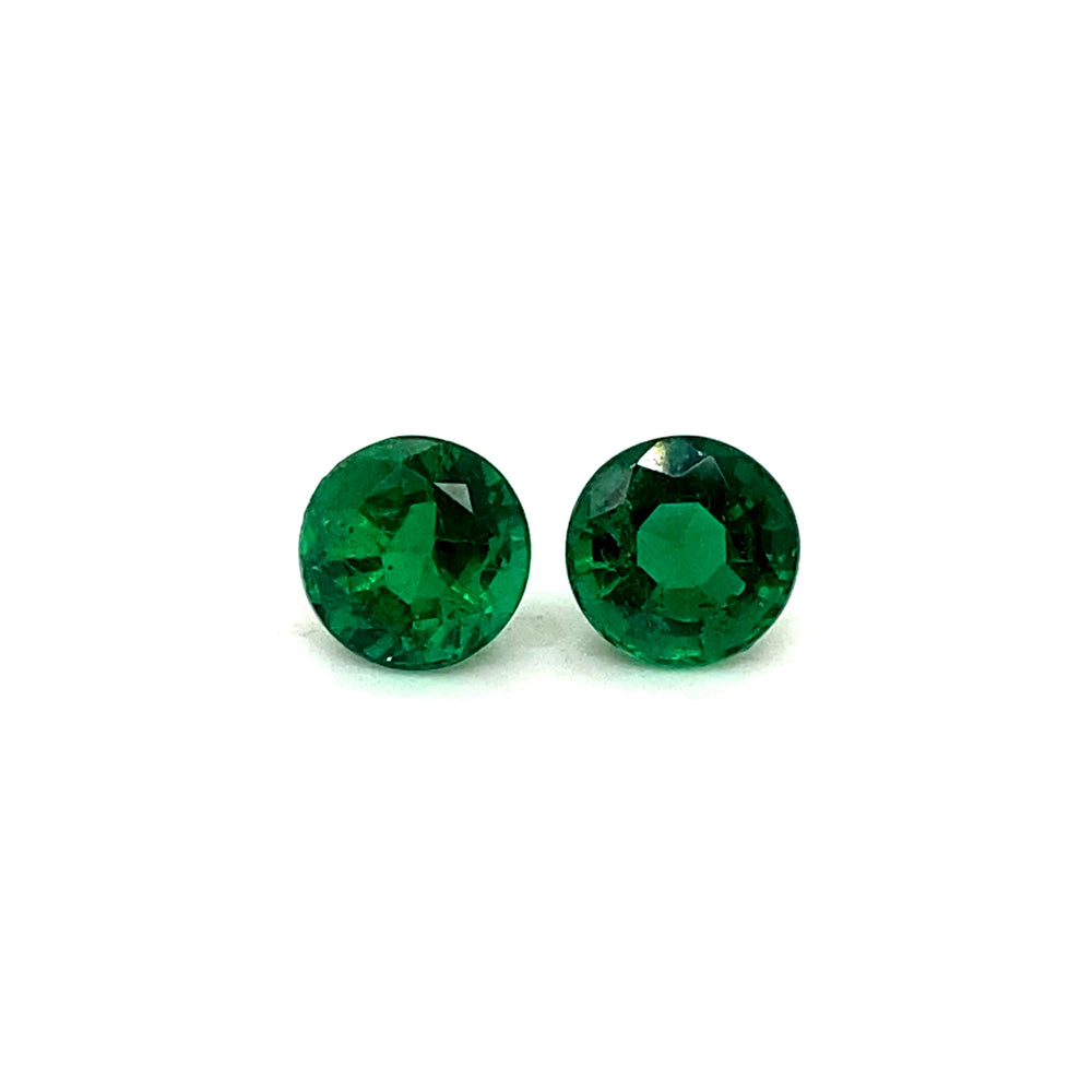 7.62x7.67x5.68mm Round Emerald Pair (2 pc 3.63 ct)