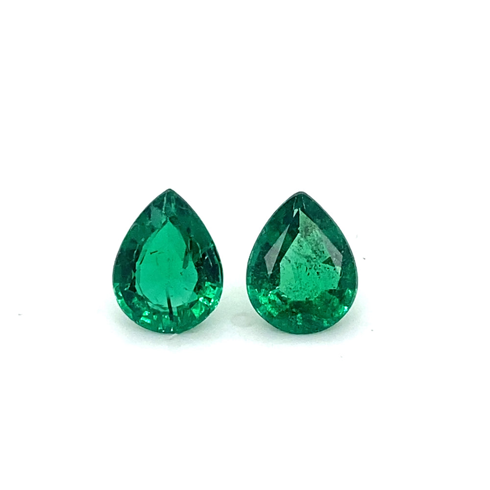 10.00x7.80x4.20mm Pear-shaped Emerald (2 pc 3.68 ct)