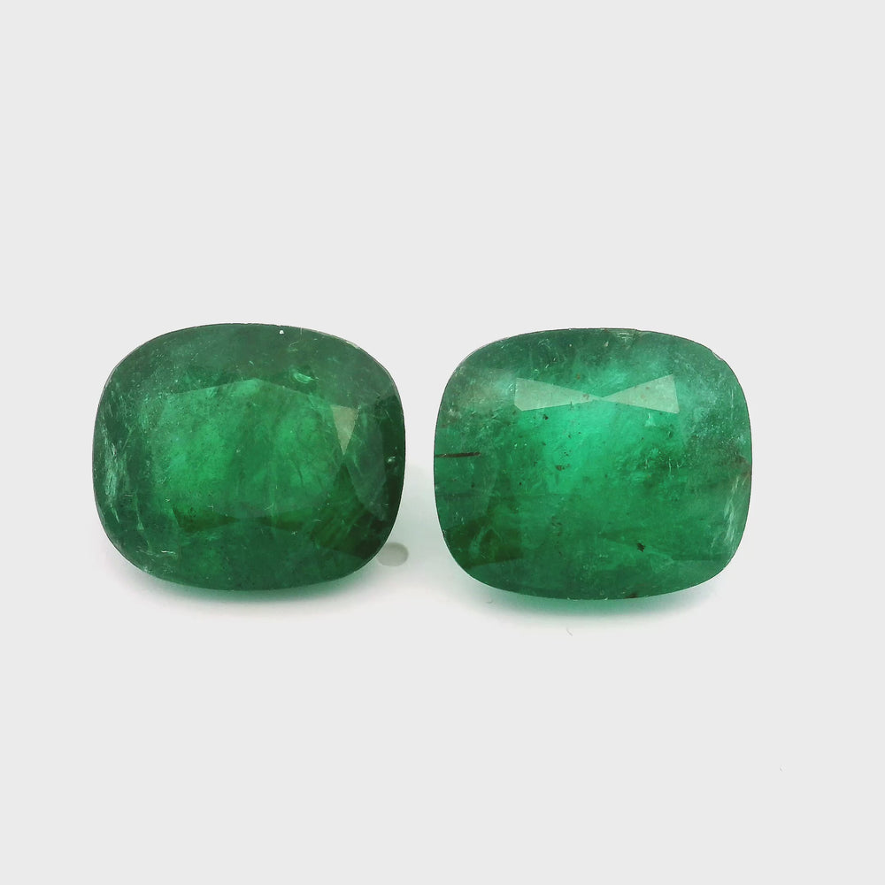 
                  
                    Load and play video in Gallery viewer, 14.40x12.60x8.50mm Cushion Emerald (2 pc 20.23 ct)
                  
                