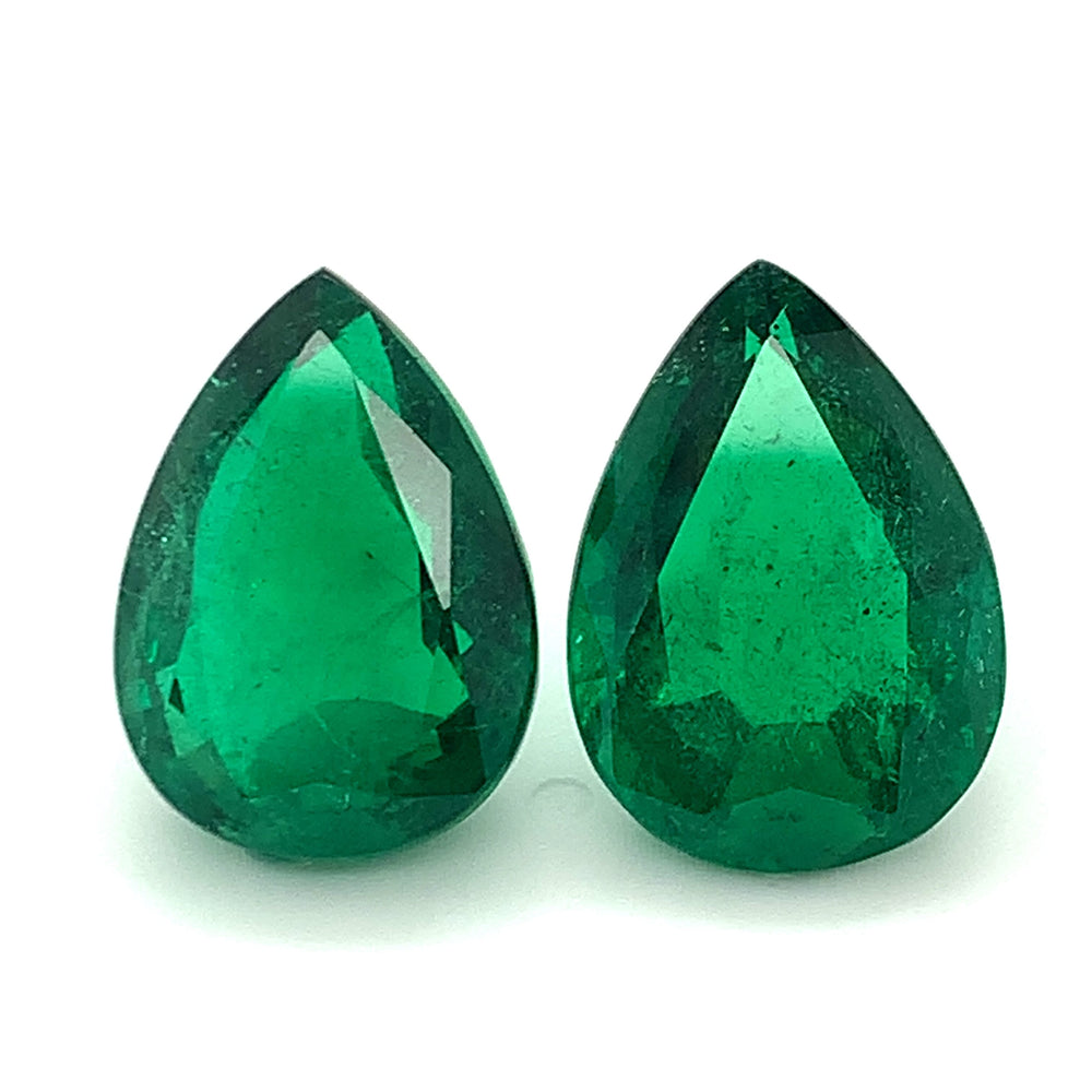 18.15x13.05x8.40mm Pear-shaped Emerald (2 pc 23.21 ct)