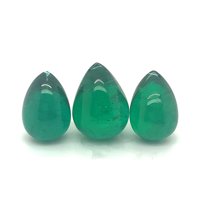 17.01x11.95x11.85mm Drop Emerald (3 pc 57.81 ct)