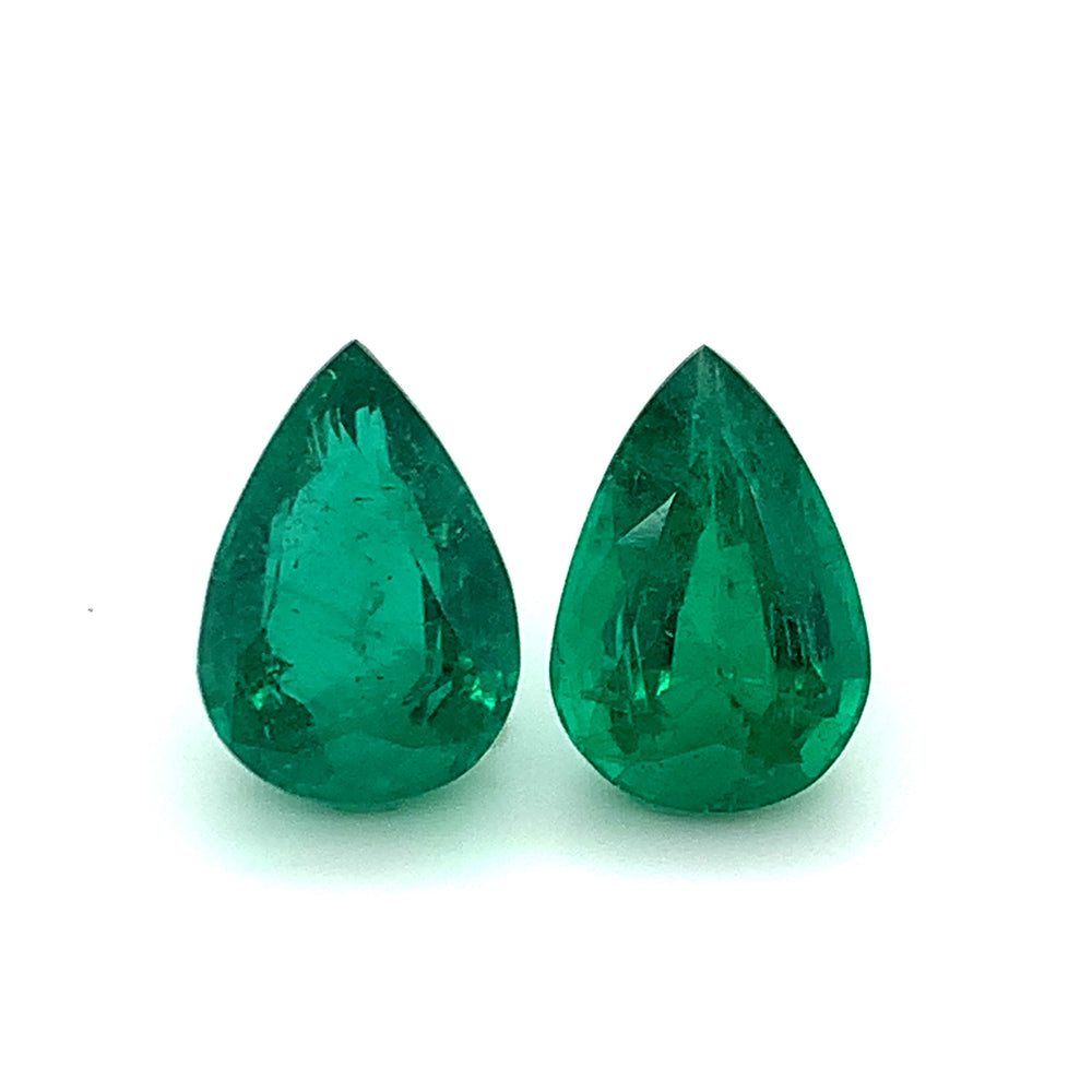 15.18x10.40x7.19mm Pear-shaped Emerald (2 pc 12.89 ct)