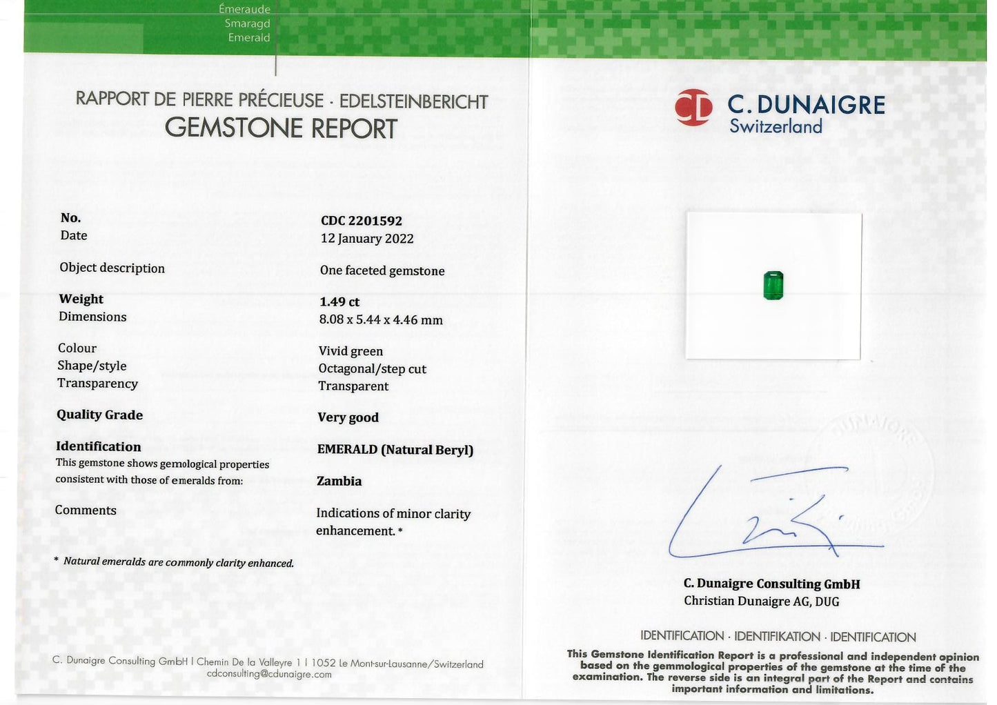 8.06x5.40x4.33mm Octagon Emerald (2 pc 2.91 ct)