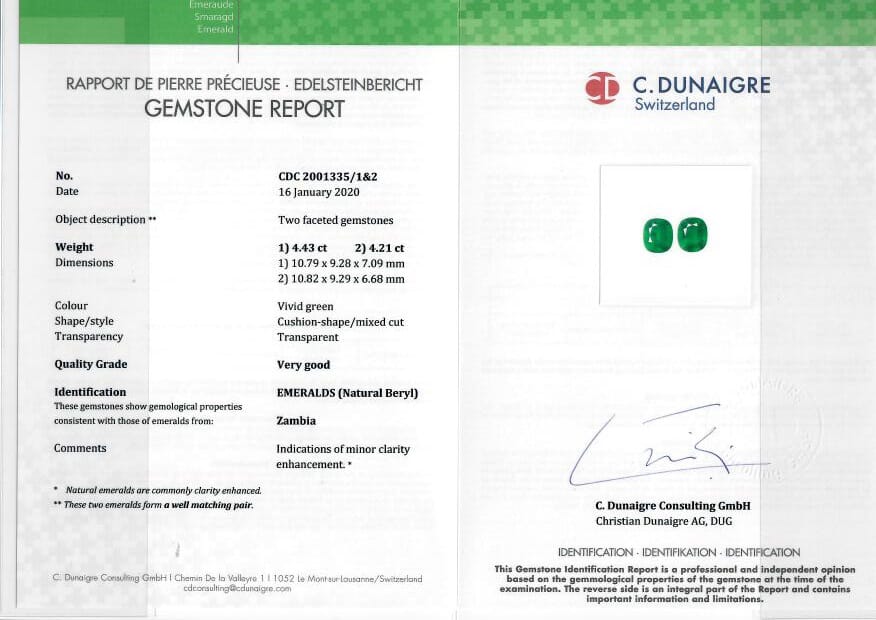 
                  
                    10.79x9.28x7.09mm Cushion Emerald (2 pc 8.64 ct)
                  
                