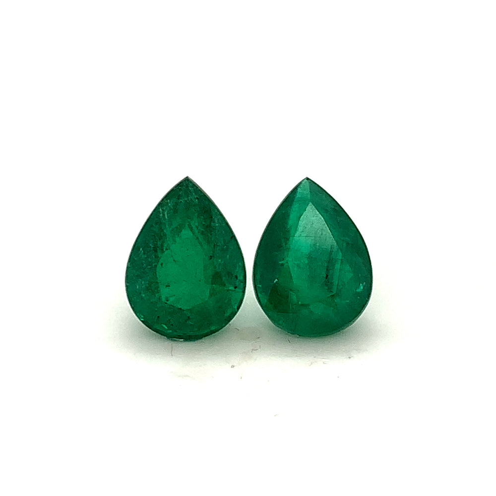 12.20x9.10x0.00mm Pear-shaped Emerald (2 pc 7.41 ct)