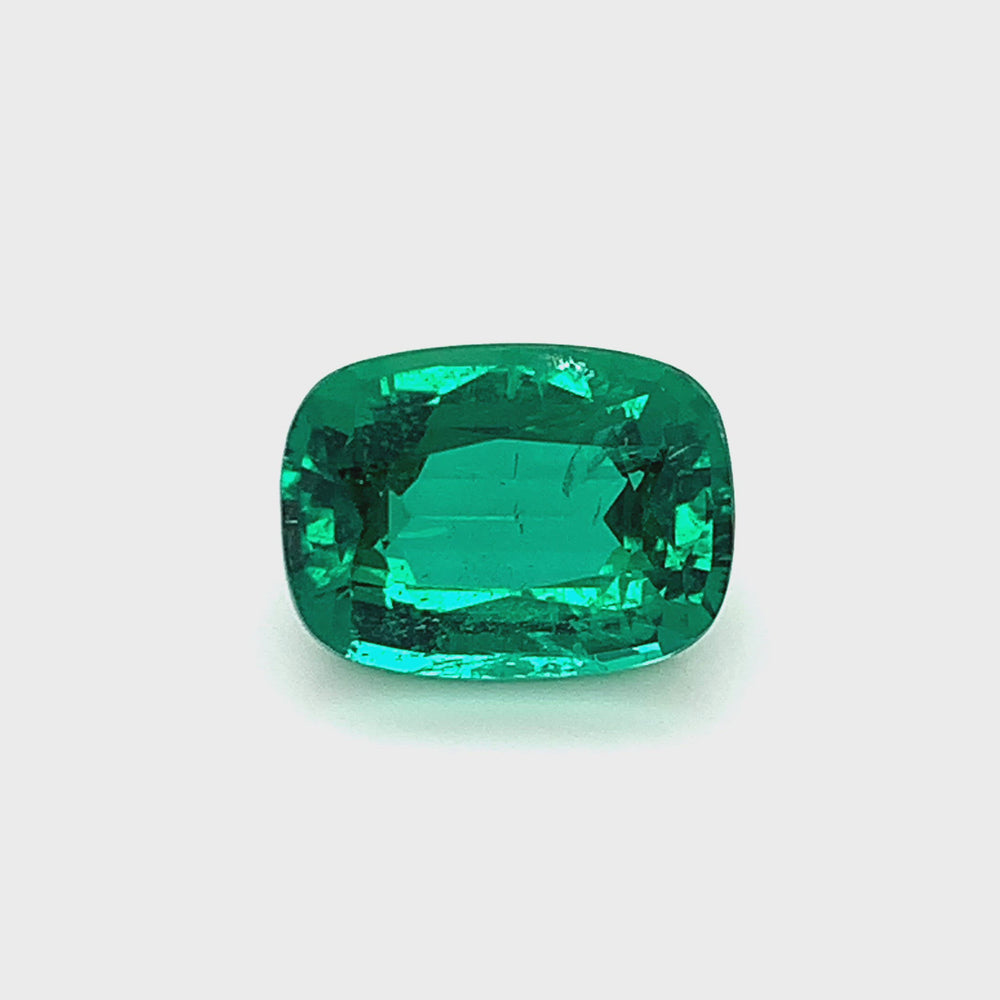 
                  
                    Load and play video in Gallery viewer, 15.33x11.40x7.45mm Cushion Emerald (1 pc 8.84 ct)
                  
                