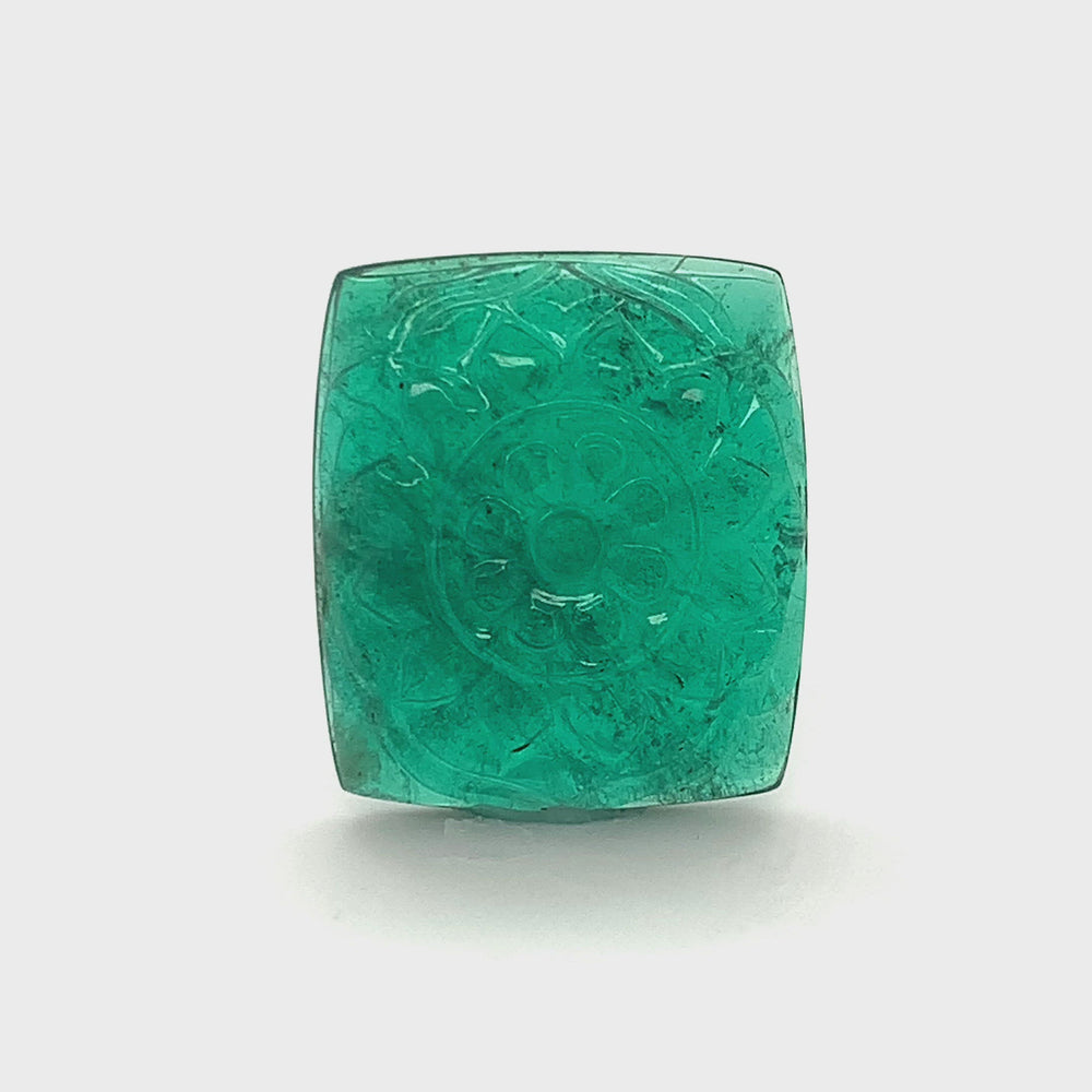 
                  
                    Load and play video in Gallery viewer, 22.10x19.34x5.60mm Carving Emerald (1 pc 21.03 ct)
                  
                