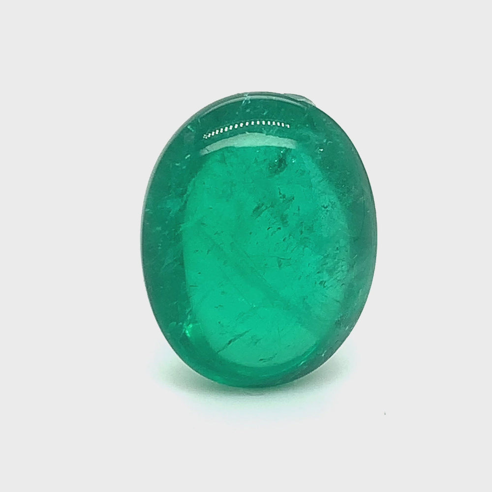 
                  
                    Load and play video in Gallery viewer, 23.55x18.69x12.60mm Cab Oval Emerald (1 pc 39.81 ct)
                  
                