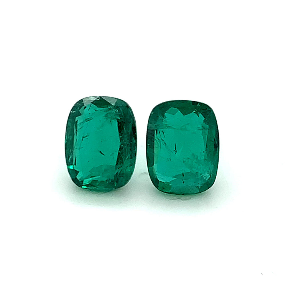 
                  
                    Load and play video in Gallery viewer, 13.01x10.01x5.67mm Cushion Emerald Pair (2 pc 11.69 ct)
                  
                