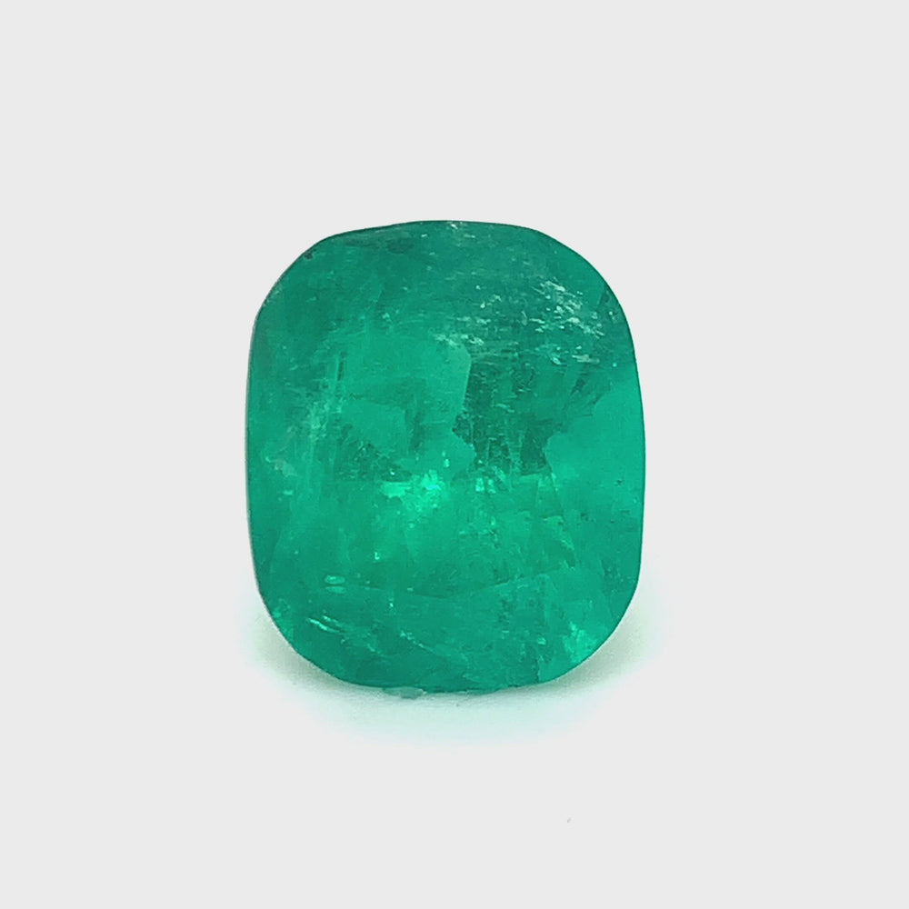 
                  
                    Load and play video in Gallery viewer, 16.88x14.43x10.89mm Cushion Emerald (1 pc 15.05 ct)
                  
                