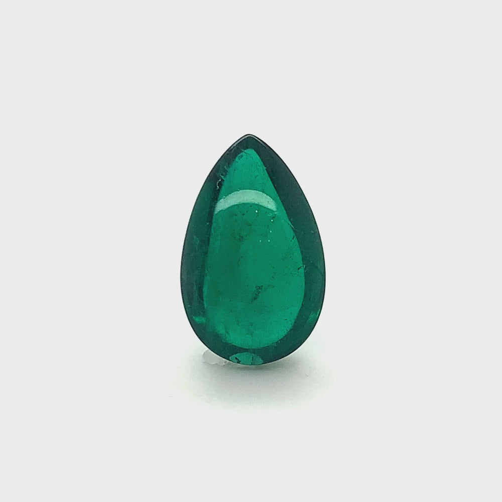 
                  
                    Load and play video in Gallery viewer, 21.74x13.68x8.04mm Cab Pear Shape Emerald (1 pc 15.25 ct)
                  
                