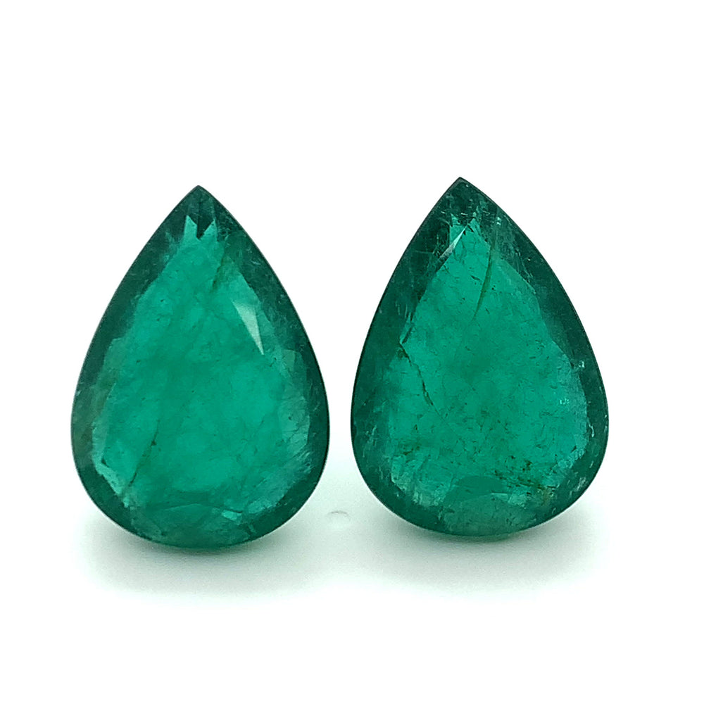 
                  
                    Load and play video in Gallery viewer, 27.28x19.43x0.00mm Pear-shaped Emerald (2 pc 63.40 ct)
                  
                